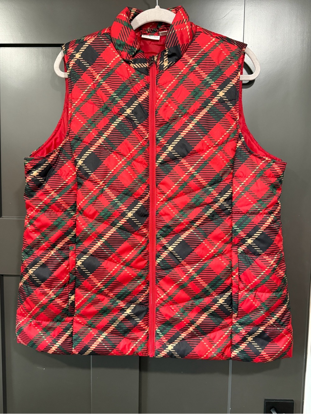 Kim Rogers Red Plaid Quilted Vest